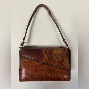 Vintage Mid-Century Alligator Genuine Gator Leather Purse Bag Taxidermy